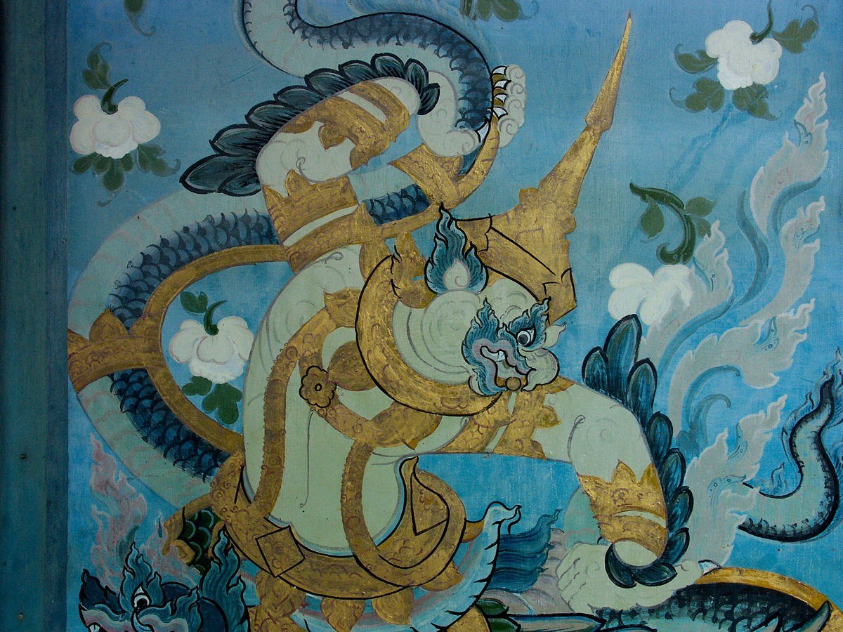 จิตรกรรมวัดสุทัศน์: อมนุษย์ ยักษ์ (ตระกูลกระบี่) บนพื้นฟ้า